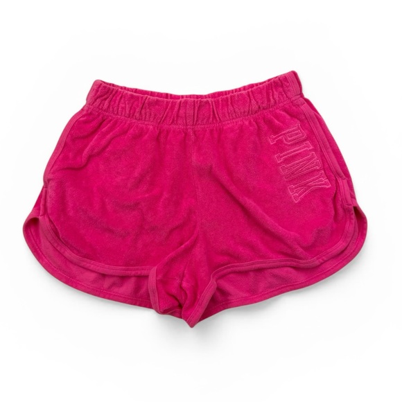 PINK Victoria's Secret Pants - PINK Victoria’s Secret Terry Cloth Lounge Shorts Pink Logo Elastic Waist Size M